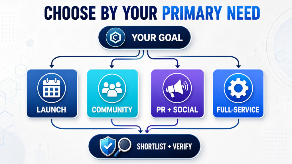 Decision flow for choosing a crypto social media management service