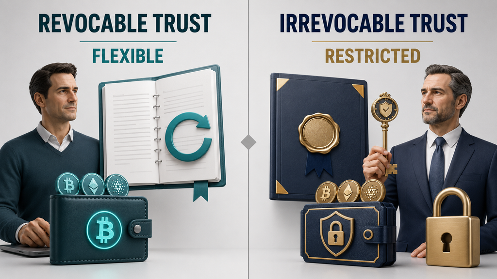 Comparison between revocable and irrevocable trusts for cryptocurrency