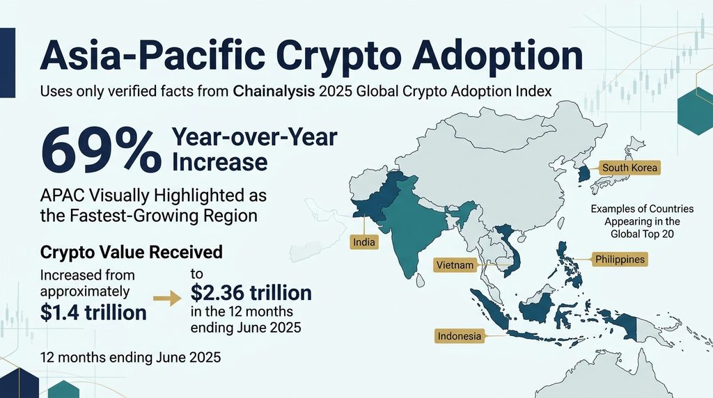 Asia-Pacific crypto adoption growth based on Chainalysis 2025 data