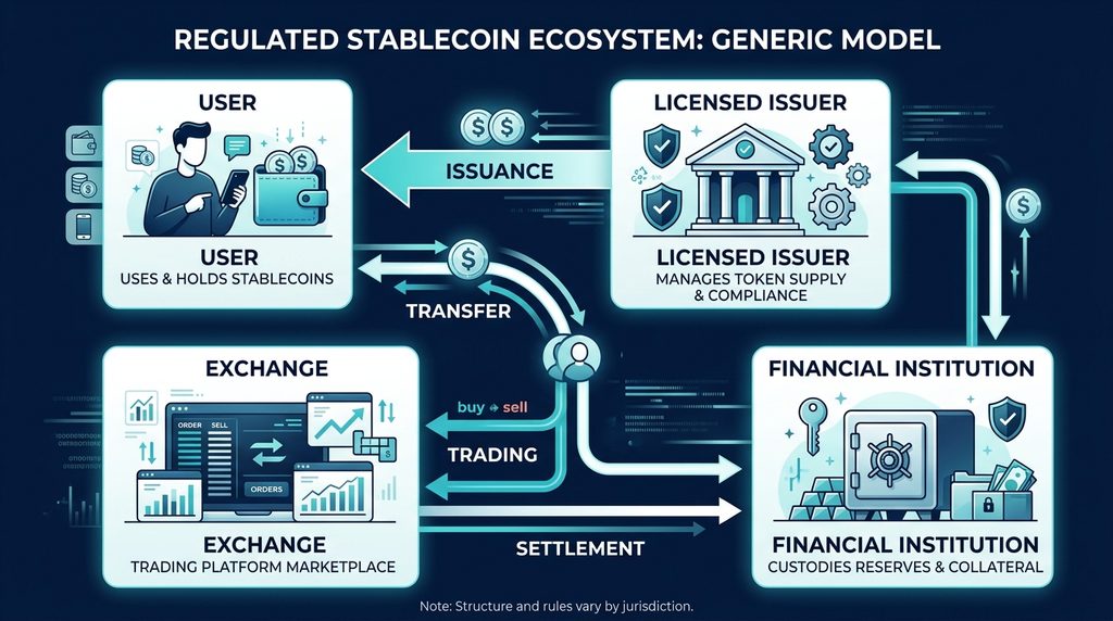 how regulated stablecoins connect users exchanges and financial institutions