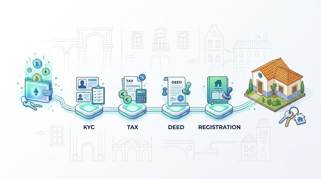 How cryptocurrency moves through compliance and legal checks before a Portuguese property purchase
