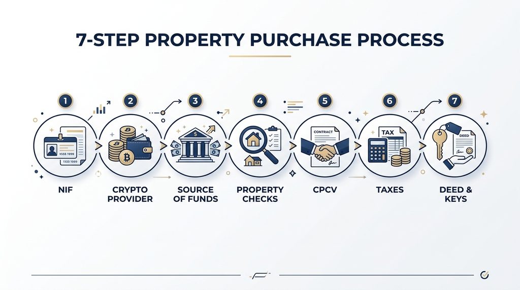 Steps for buying a house in Portugal using cryptocurrency funds