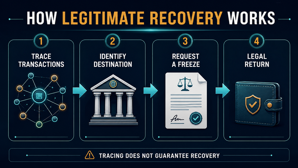 Four stages of legitimate cryptocurrency tracing and recovery