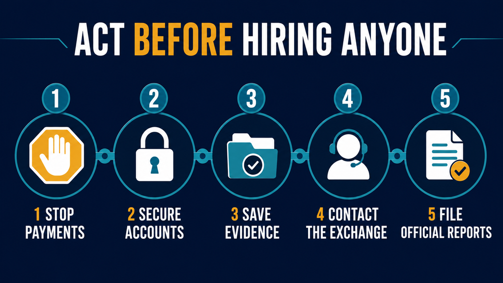 Immediate steps to take before hiring a cryptocurrency recovery service